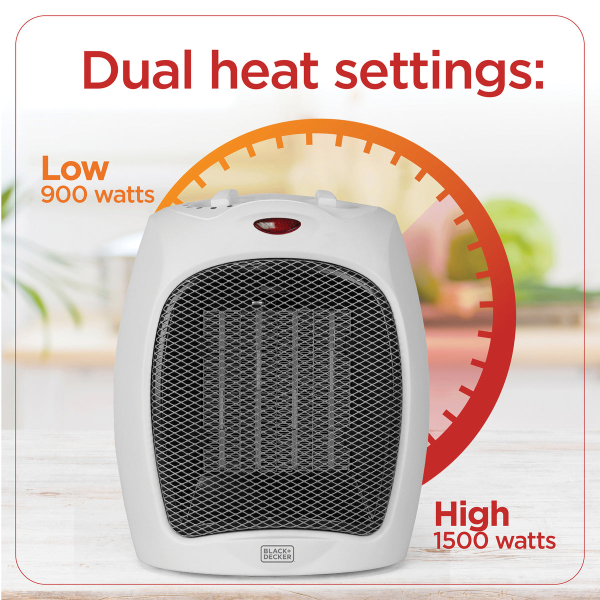 BLACK+DECKER 1,500-Watt-Max Desktop Ceramic Heater — White - 2