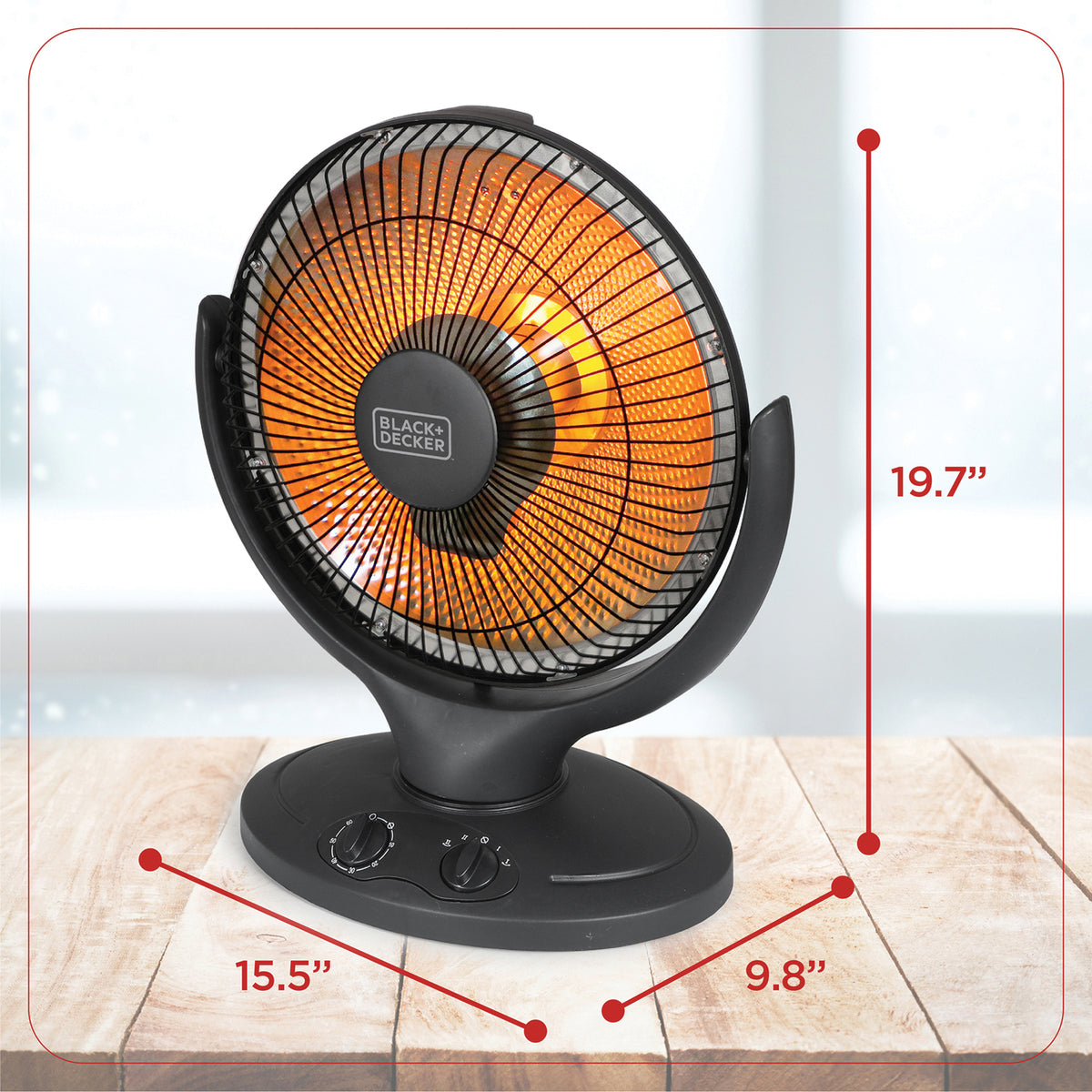 BLACK+DECKER 800-Watt-Max 14-In. Oscillating Radiant Dish Ceramic Heater - 5
