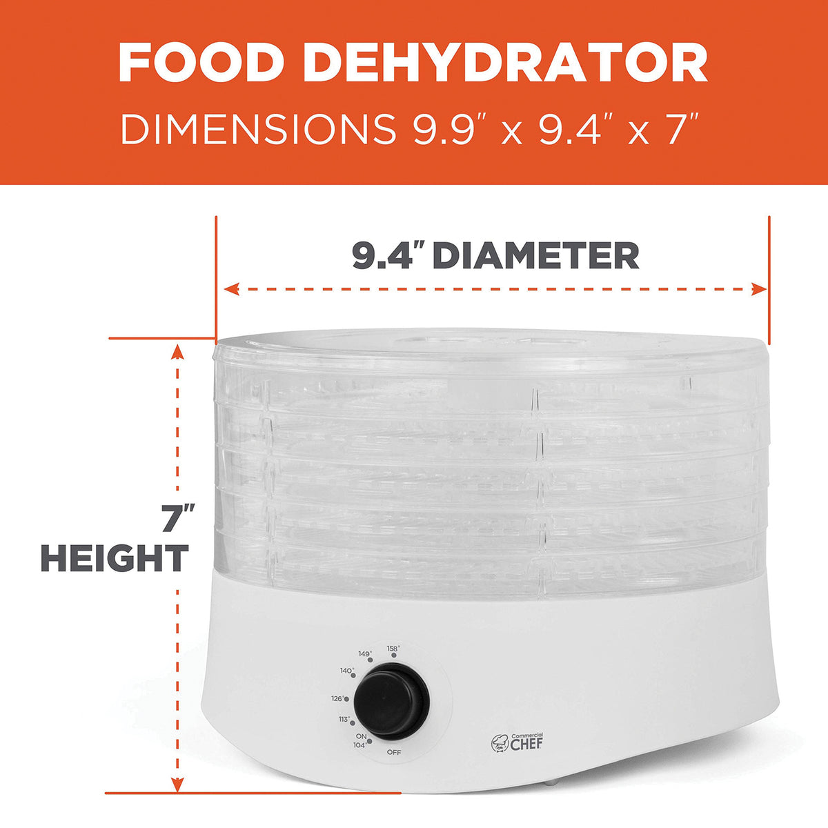 Commercial Chef 280-Watt 5-Tray Food Dehydrator - 2